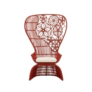 CRINOLINE Sessel, hohe Rückenlehne, Outdoorgeflecht