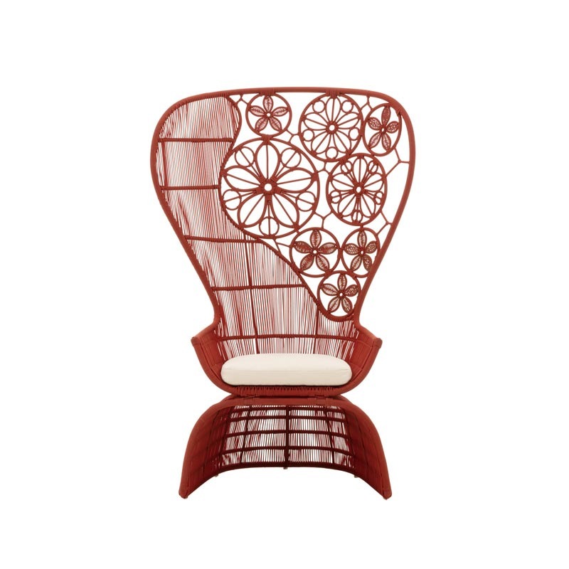 CRINOLINE Sessel, hohe Rückenlehne, Outdoorgeflecht