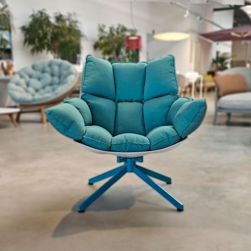 HUSK OUTDOOR Sessel mit hohem Armlehnpolster, Hellblau/ Aliseo Aquamarine