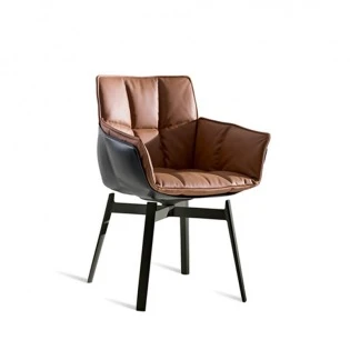 B&B Italia HUSK Drehstuhl, Schale mit Kernlederbezug