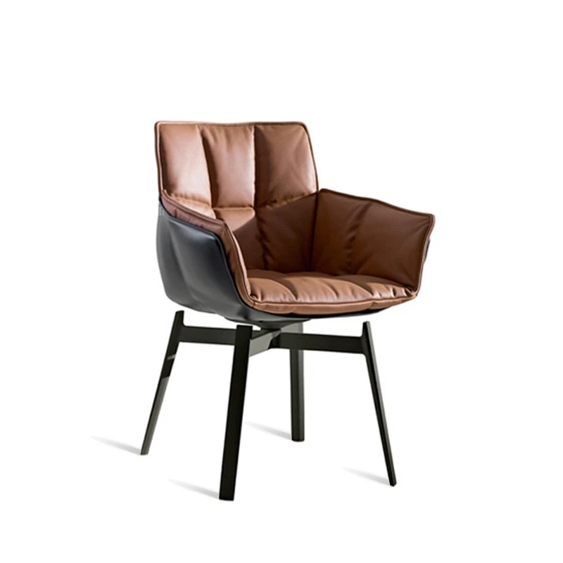 B&B Italia HUSK Drehstuhl, Schale mit Kernlederbezug