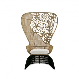CRINOLINE Sessel, hohe Rückenlehne / Abakageflecht